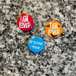 Buttons I Am Loved Red, Orange, Blue